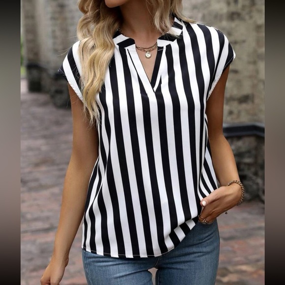 Striped notched neck blouse - Picture 16 of 16